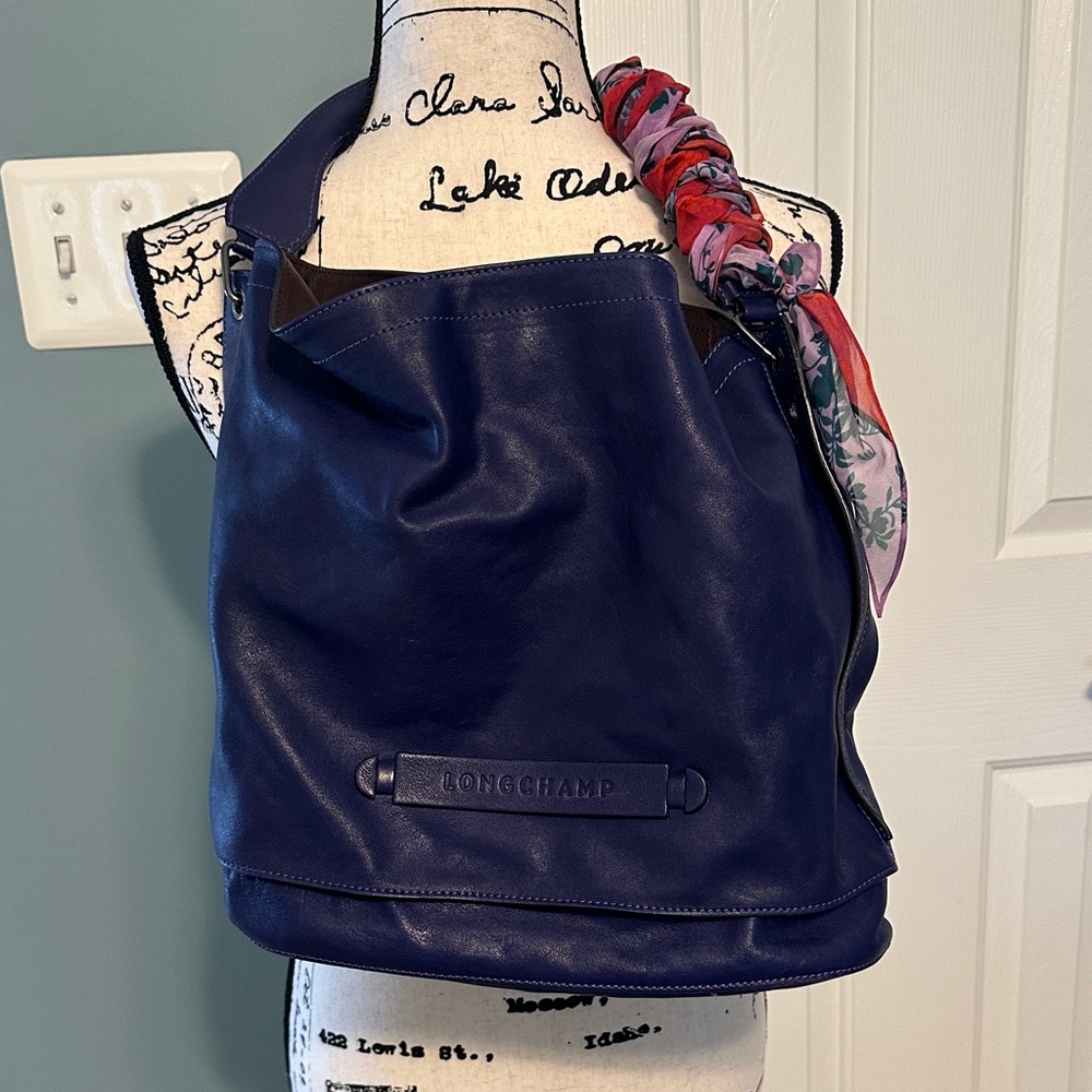 Longchamp Dark Violet  Leather 3d hobo Shoulder Bag